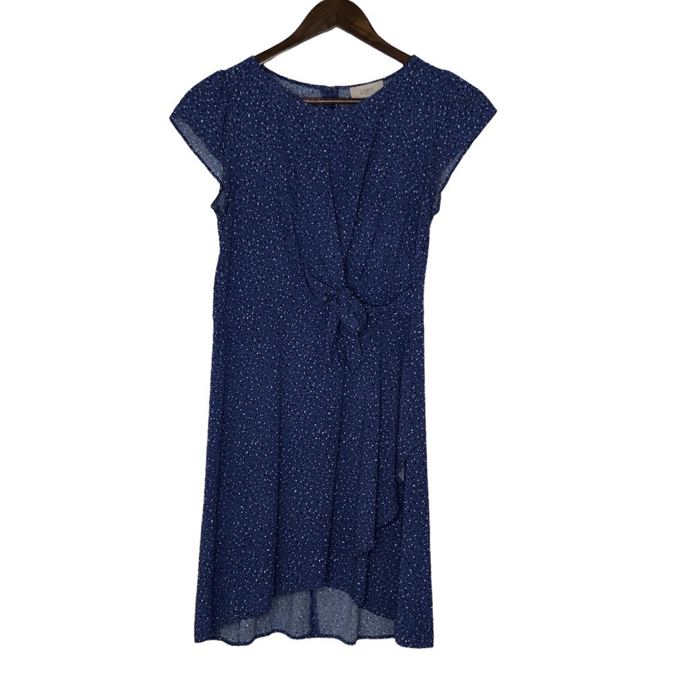 Loft Outlet Blue Mini Dress with Black and White Speckles Size 0